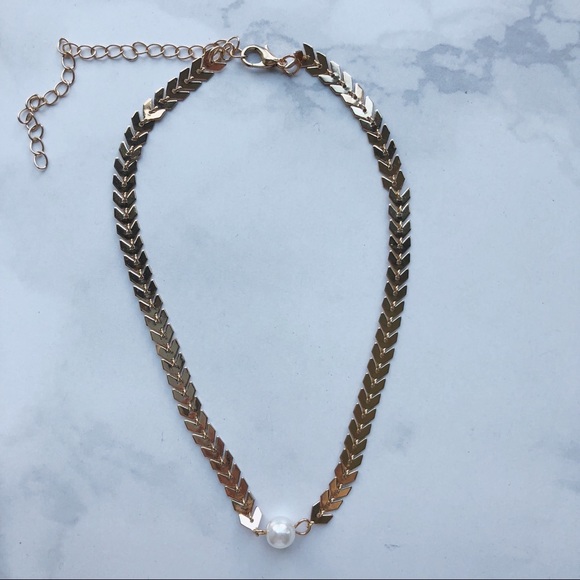 LAST Gold Pearl Minimalist Chain Choker / Necklace - Picture 3 of 4